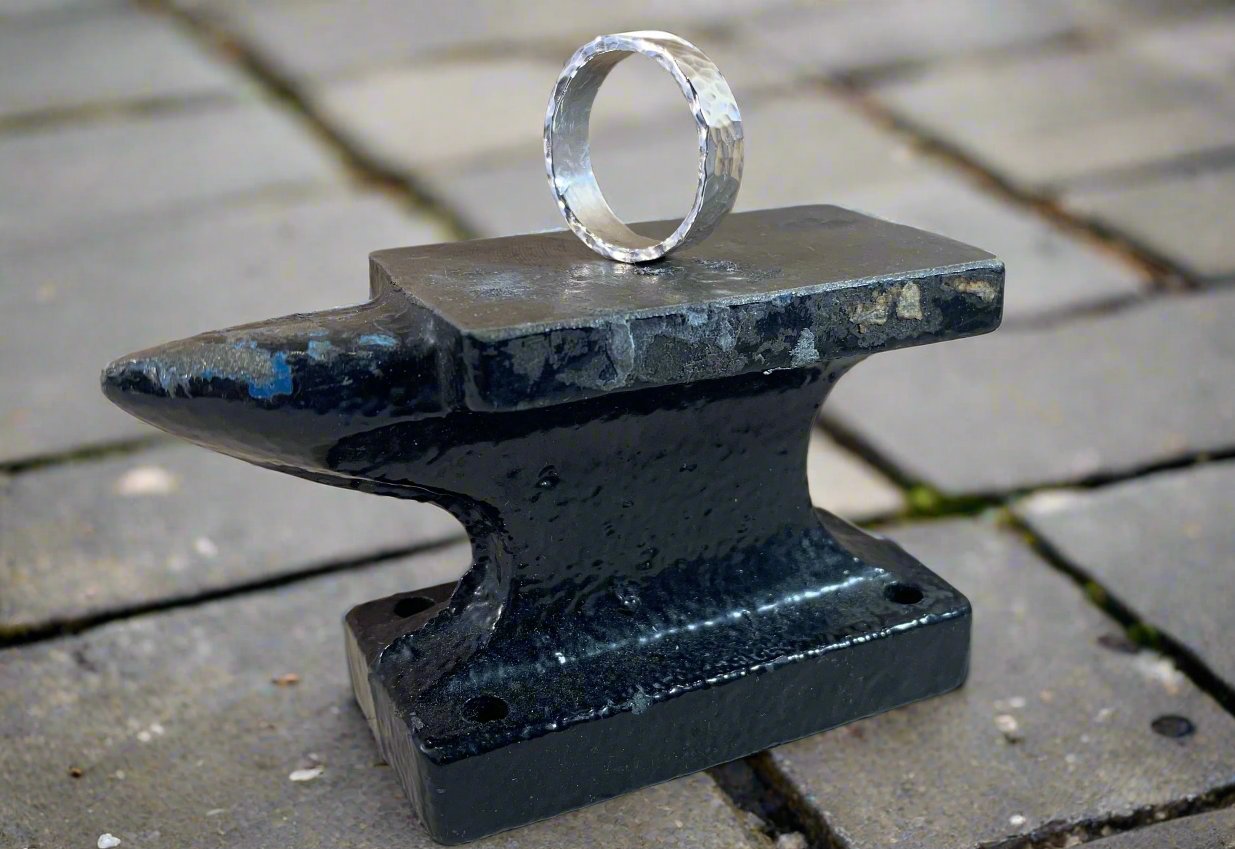 Stippled ring on an anvil, top angle 